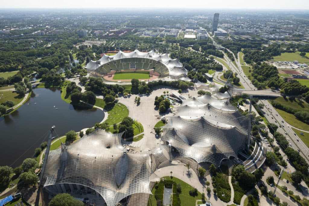 Der Münchner Olympiapark von oben