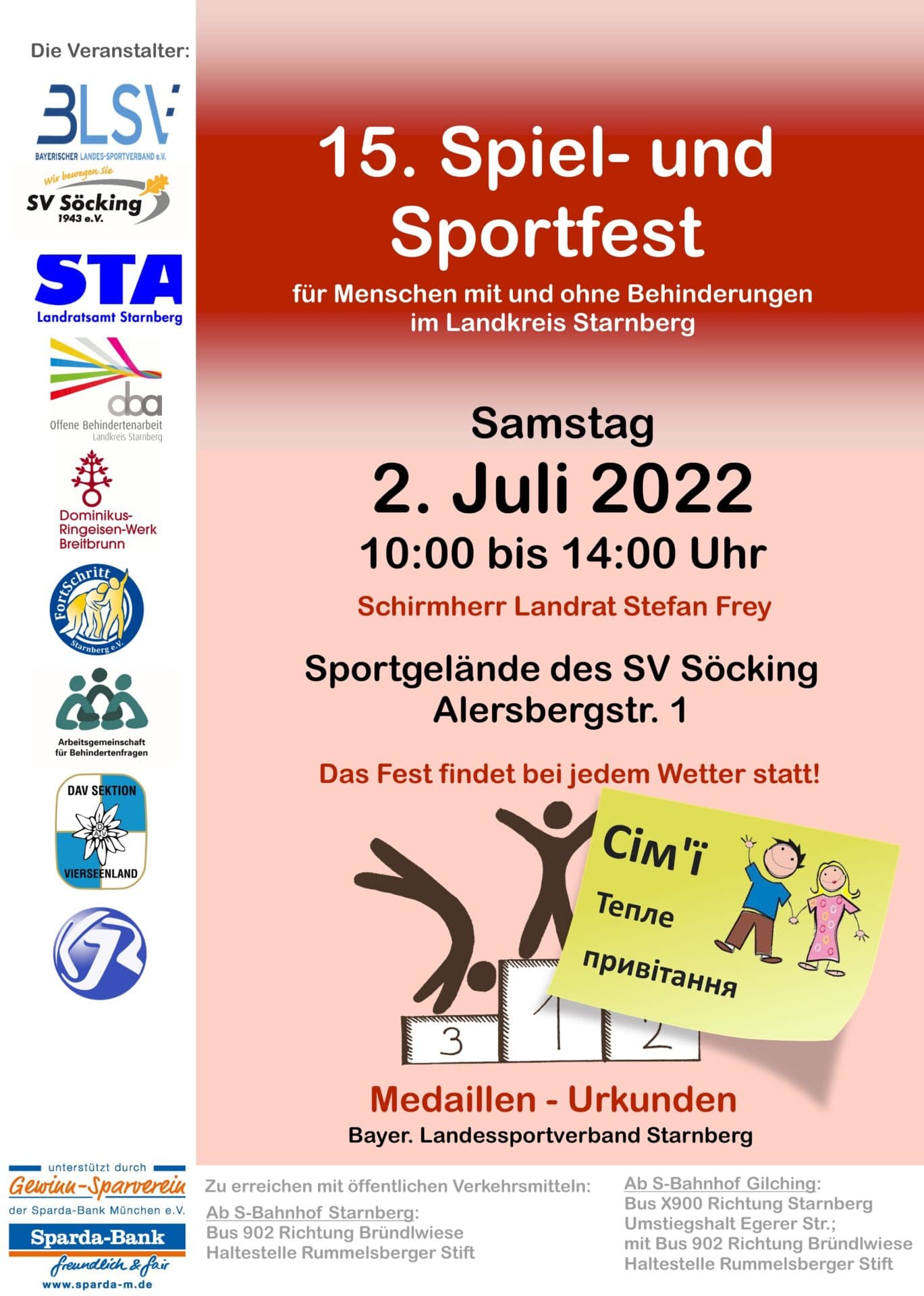 Einladung zum 15. Spiel und Sportfest für Menschen mit und ohne