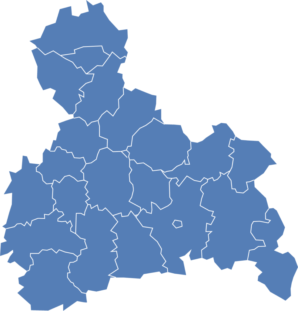 Landkarte Oberbayern, Linien um alle Sportkreise